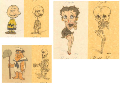 skeletons of cartoon characters
