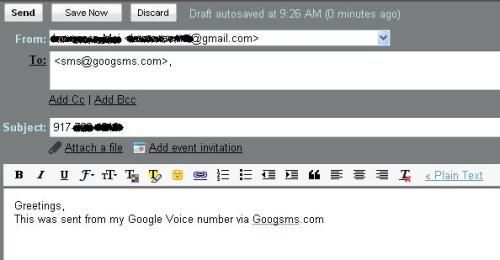 Send Google Voice SMS via email 