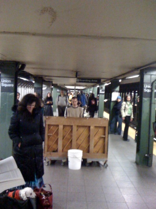 This guy had $20 bills in his tip bucket. He was a killer piano player, for sure. But I think a lot of that money was in recognition of the sheer badassery involved in getting a piano onto the Union Square N/R/Q platform.